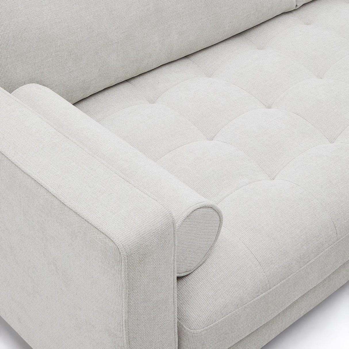 Debra 2-Sitzer-Sofa mit Bezug in perlfarbener Chenille Beine Finish natur 182 cm - ZEN ZONE