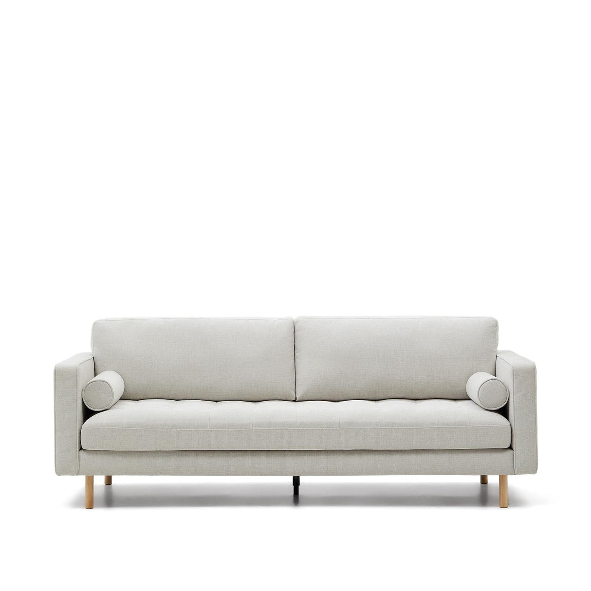 Debra 3-Sitzer-Sofa mit Bezug in perlfarbener Chenille Beine Finish natur 222 cm - ZEN ZONE