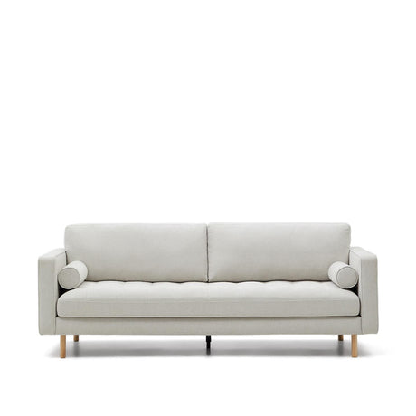 Debra 3-Sitzer-Sofa mit Bezug in perlfarbener Chenille Beine Finish natur 222 cm - ZEN ZONE