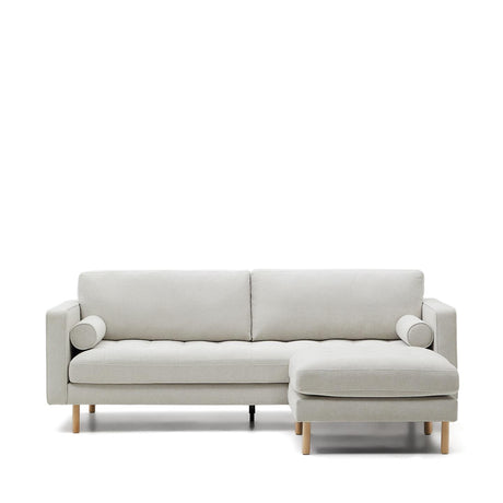 Debra 3-Sitzer-Sofa mit Fußablage mit Bezug in perlfarbener Chenille Beine Finsh natur 222 - ZEN ZONE