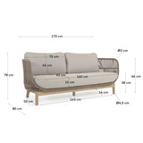 Catalina 3-Sitzer Sofa aus beigem Seil und massivem Akazienholz 170 cm 100% FSC - ZEN ZONE