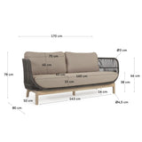 Catalina 3-Sitzer Sofa aus grünem Seil und massivem Akazienholz 170 cm - ZEN ZONE